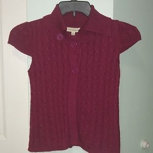 Burgundt Short-Sleeved Knitted Sweater